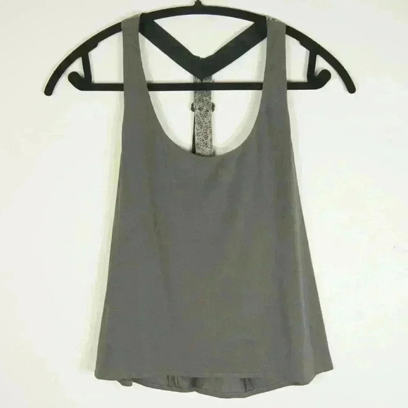 Rag & Bone New York Leather Trim Grey High Low Sleeveless Tank Top - Picture 1 of 7